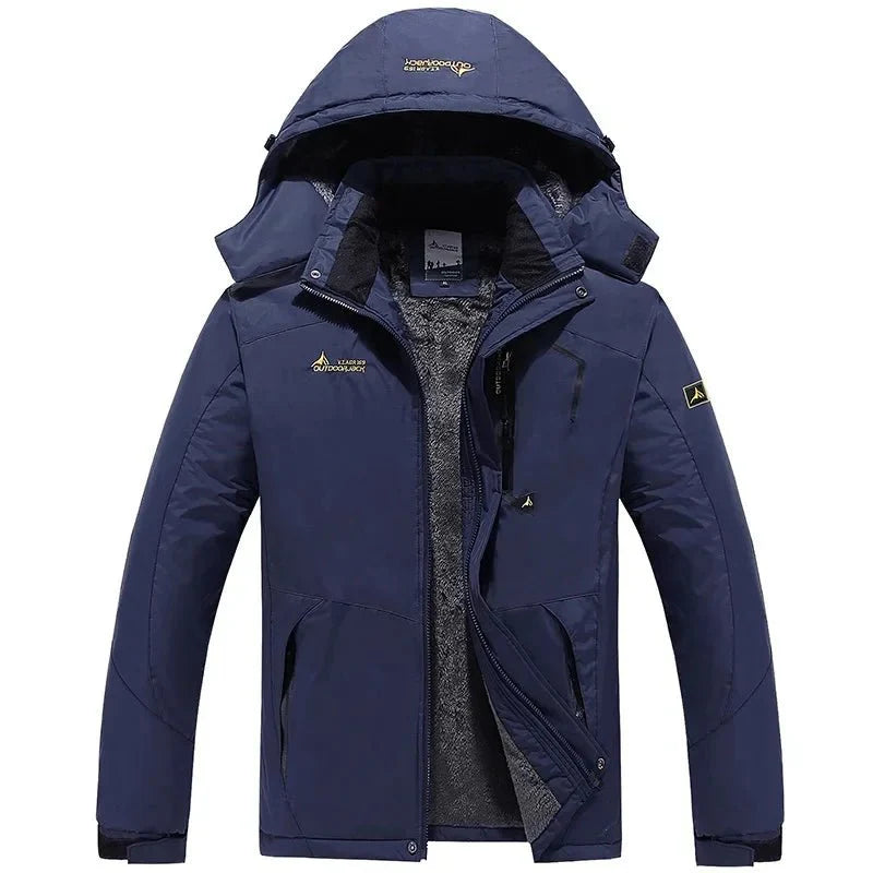Men’s Windproof Fleece-Lined Hooded Jacket Breathable