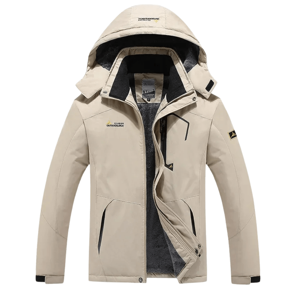 Men’s Windproof Fleece-Lined Hooded Jacket Breathable