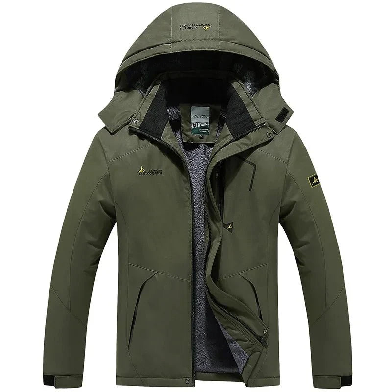 Men’s Windproof Fleece-Lined Hooded Jacket Breathable
