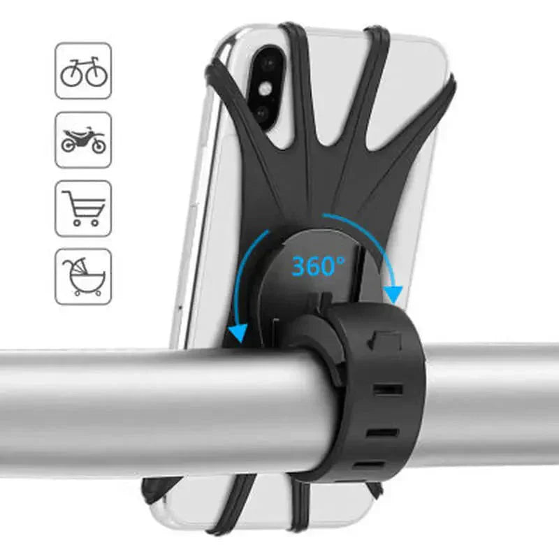 Flexible Silicone Bike Phone Mount – Rotatable & Shock-Resistant