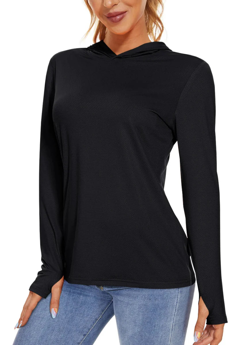 Breathable Long-Sleeve UV Protection Hoodie for Women