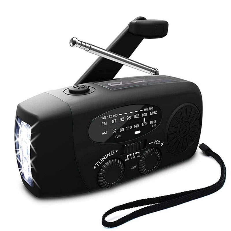 Compact Emergency Radio with LED Light and Power Bank