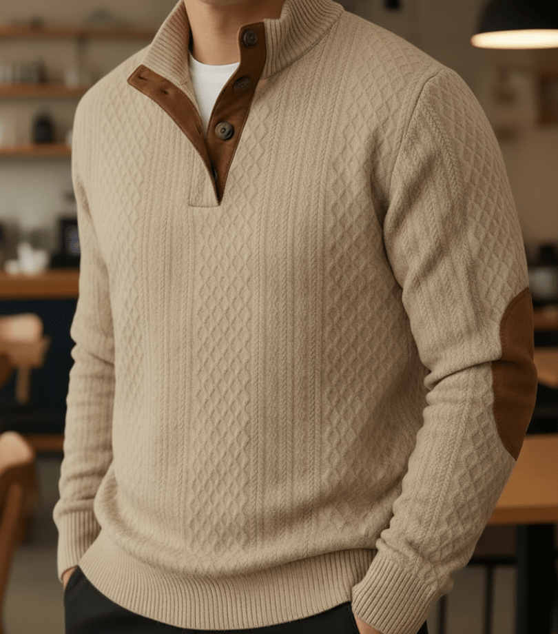 Knitted Outdoor Pullover with Reinforced Patches