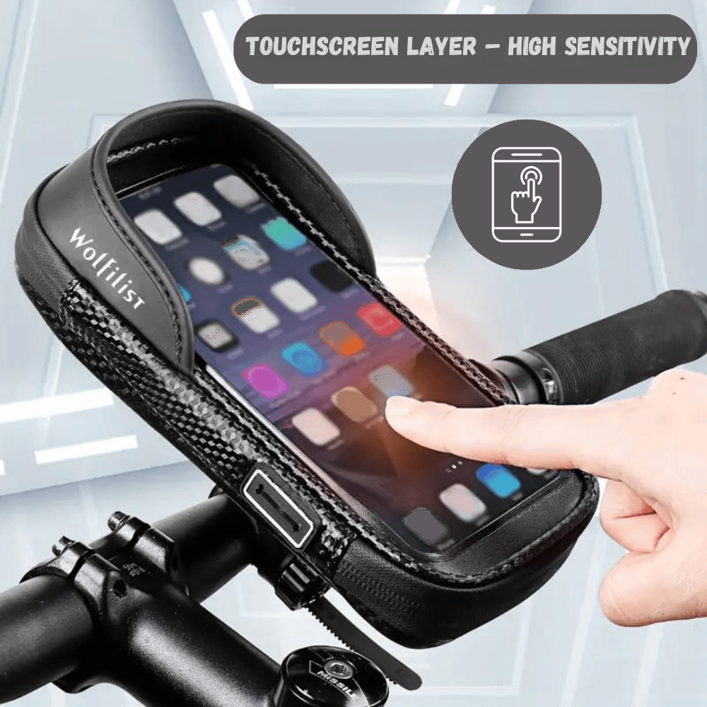 Water-Resistant Bike Phone Mount – Rotatable & Touch-Compatible
