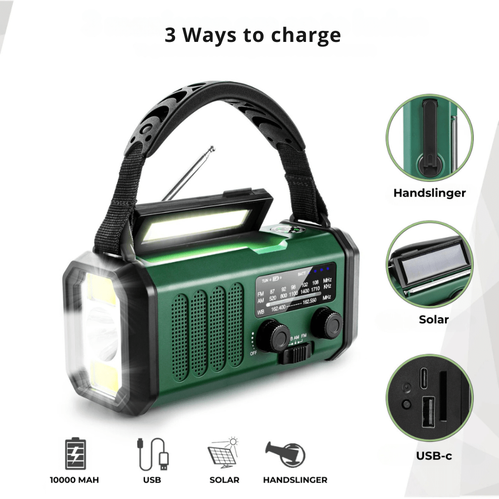 Emergency Radio with Solar and USB Charging