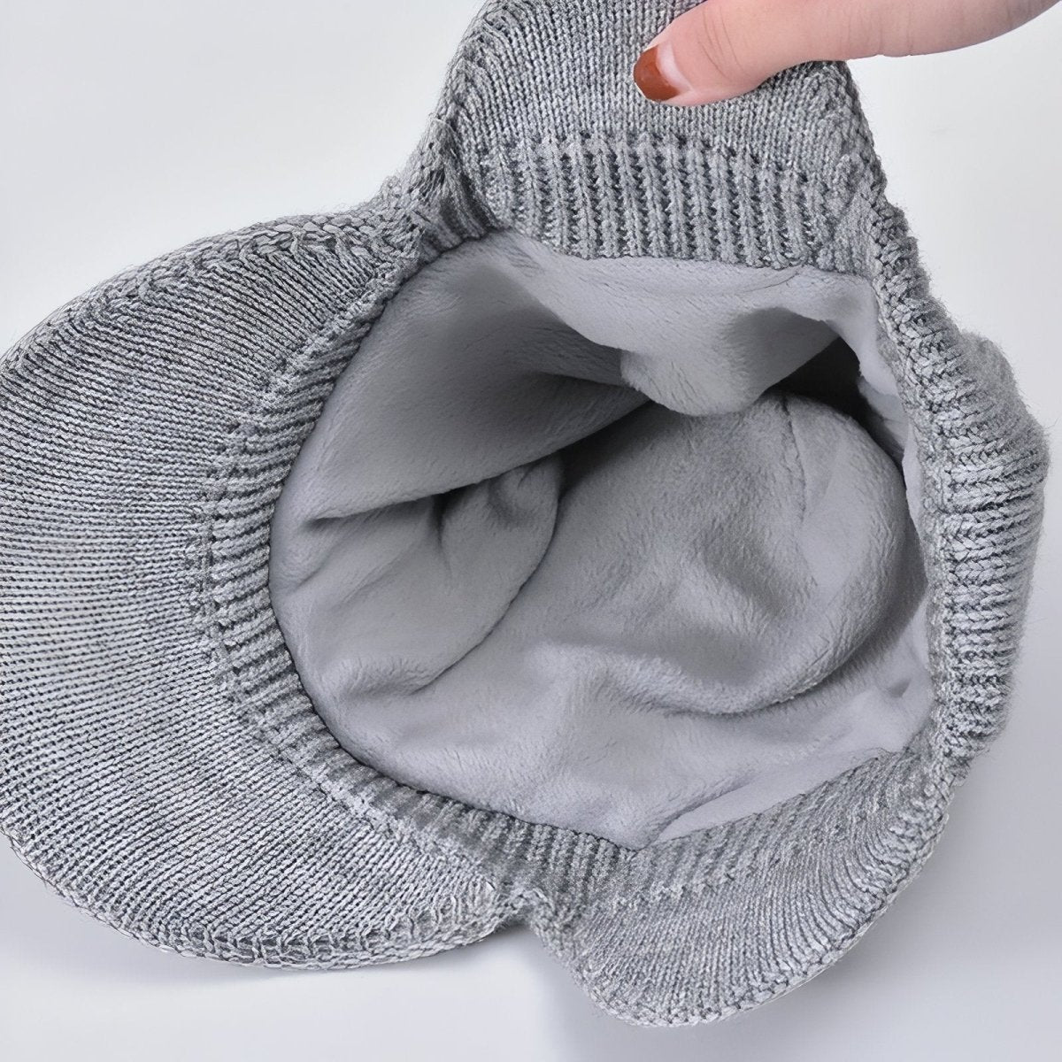 Knitted Winter Hat with Ear Flaps and Visor