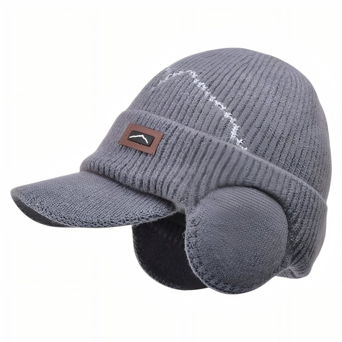 Knitted Winter Hat with Ear Flaps and Visor