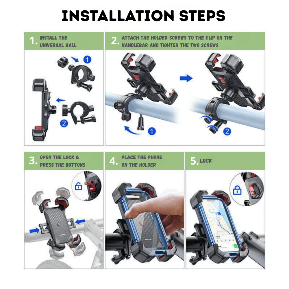 Bike Phone Holder Secure Adjustable Mount