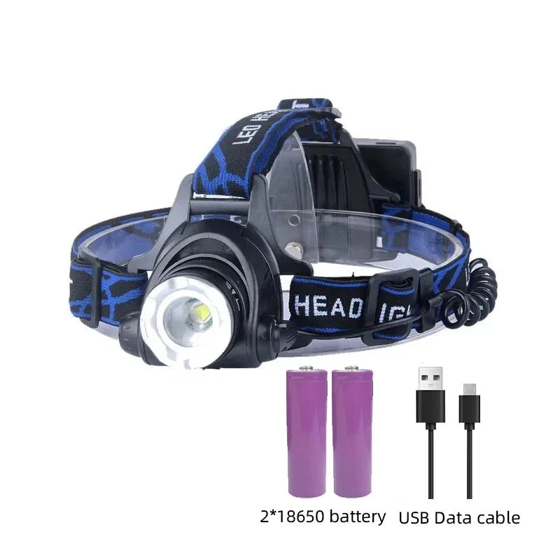 Rechargeable Waterproof LED Head Torch with Zoom Function