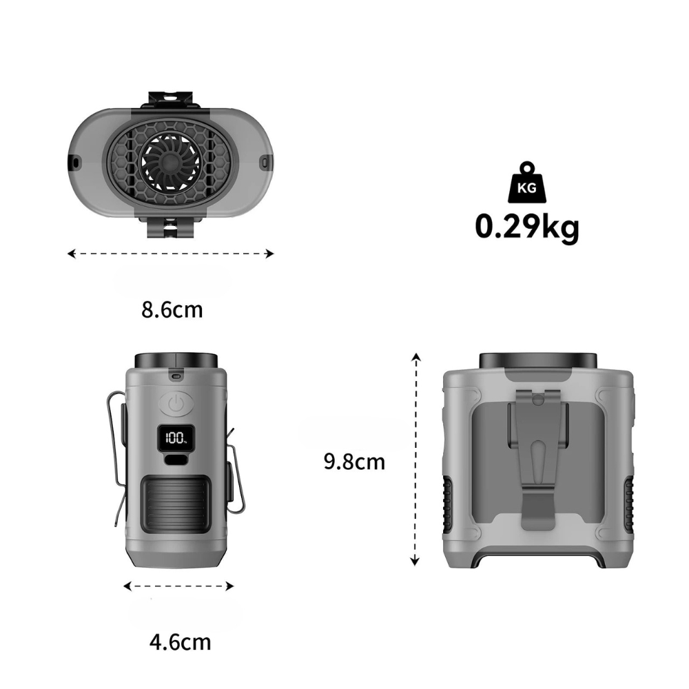 Portable Waist Fan 10000 mAh Water-Resistant