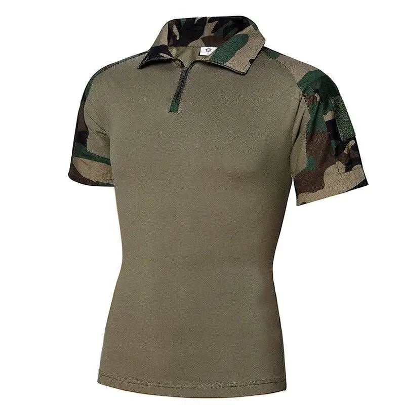 Breathable Zip-Neck Short Sleeve Outdoor T-Shirt