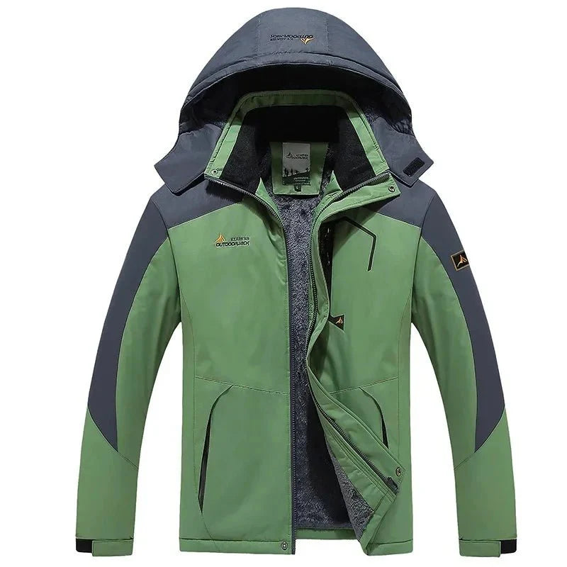 Men’s Windproof Fleece-Lined Hooded Jacket Breathable