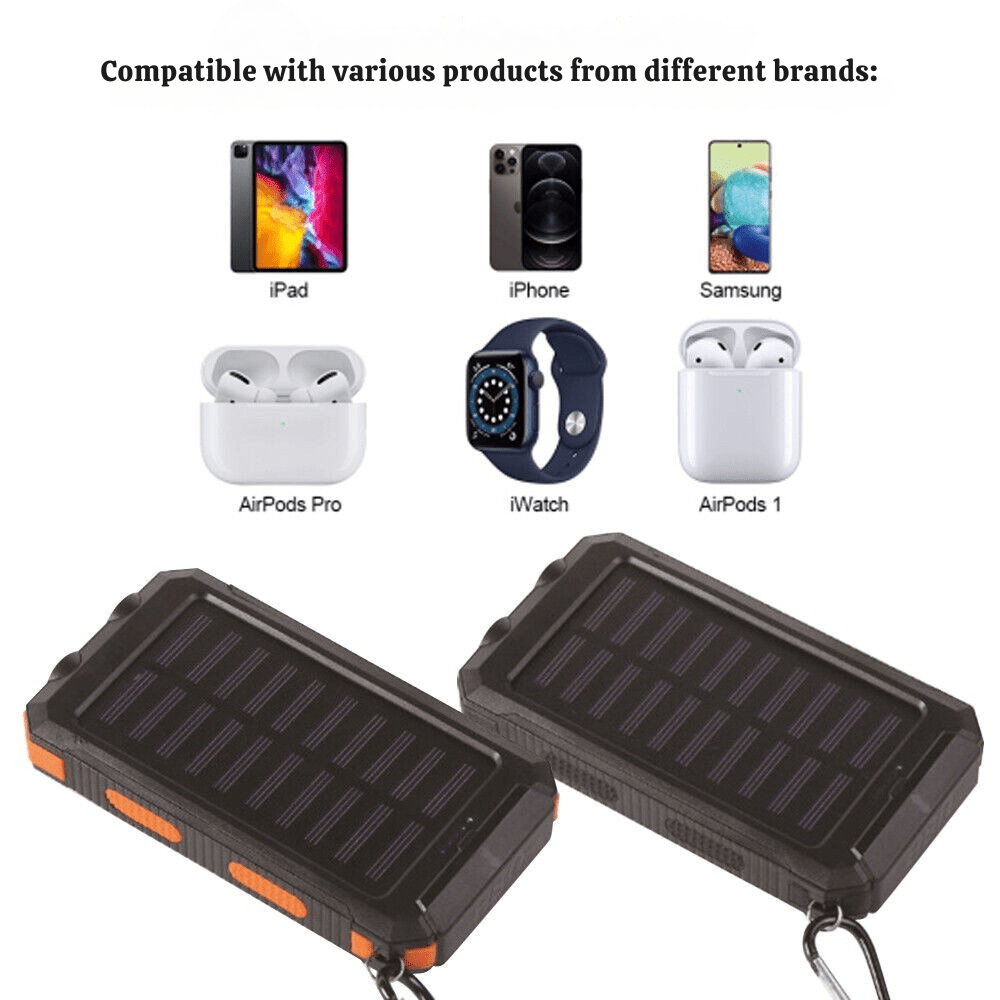 Solar Power Bank Waterproof Shockproof 10000 mAh