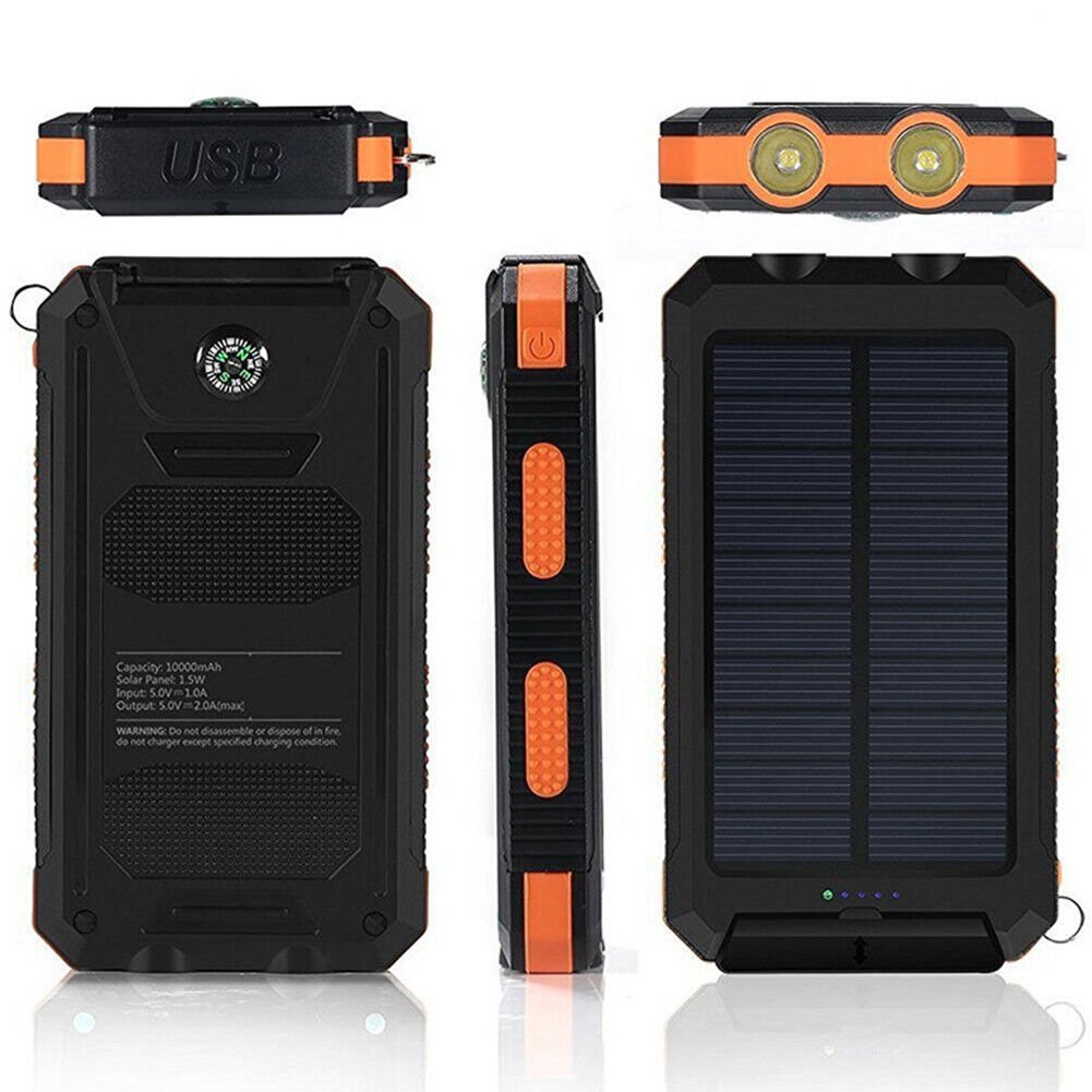 Solar Power Bank Waterproof Shockproof 10000 mAh