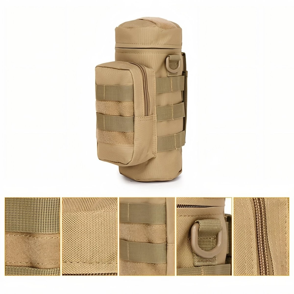 Durable MOLLE Tactical Bottle Holder with Accessory Pocket