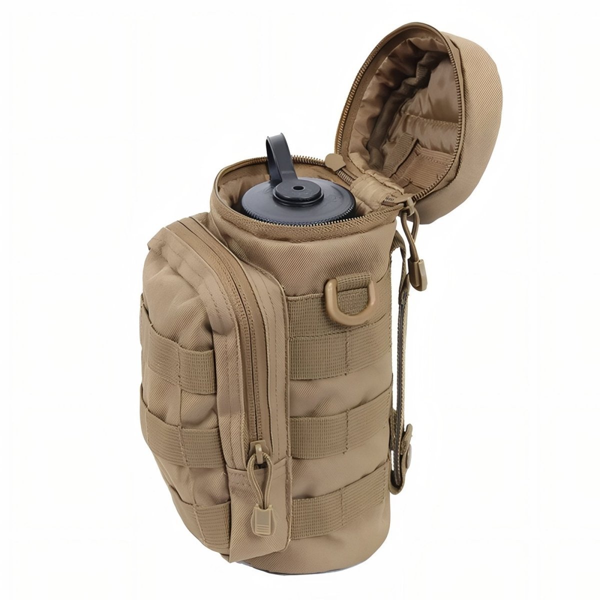 Durable MOLLE Tactical Bottle Holder with Accessory Pocket