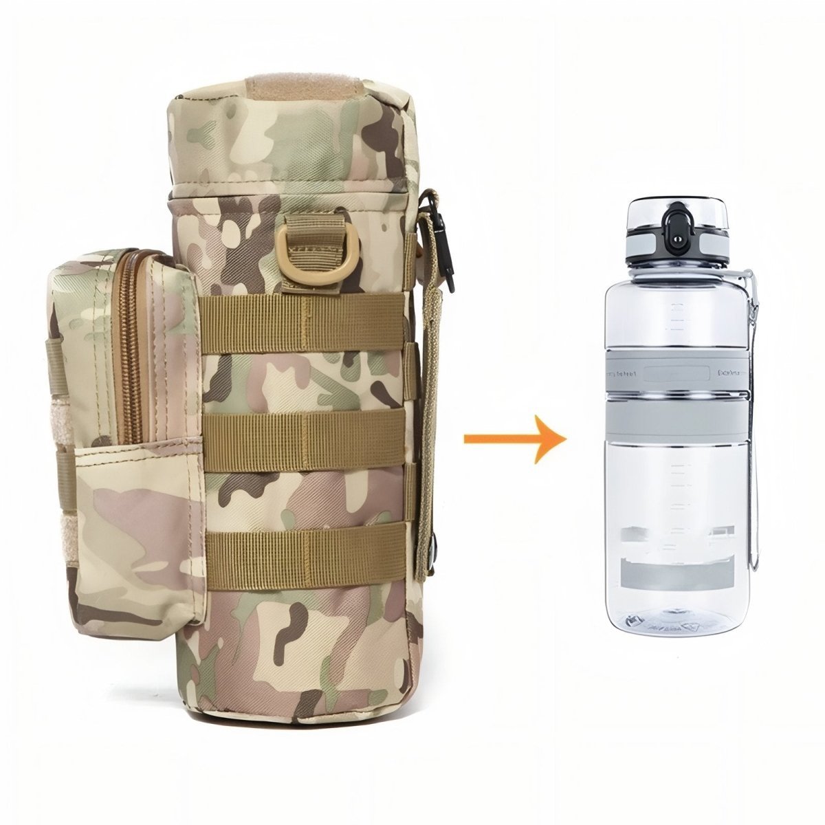 Durable MOLLE Tactical Bottle Holder with Accessory Pocket