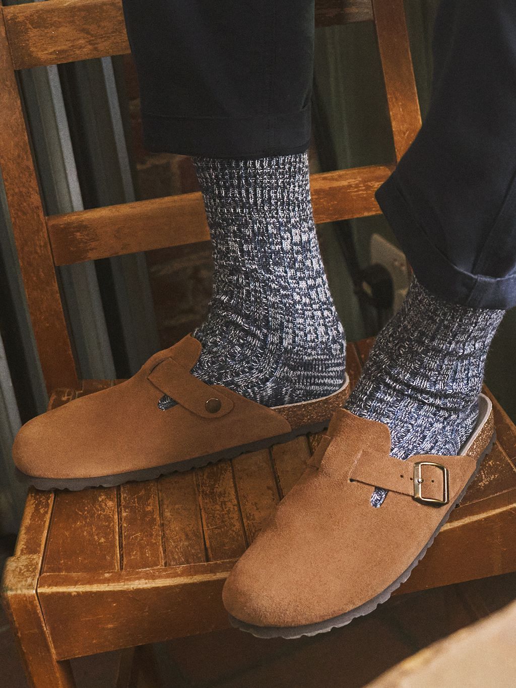 Navy Wool Blend Socks