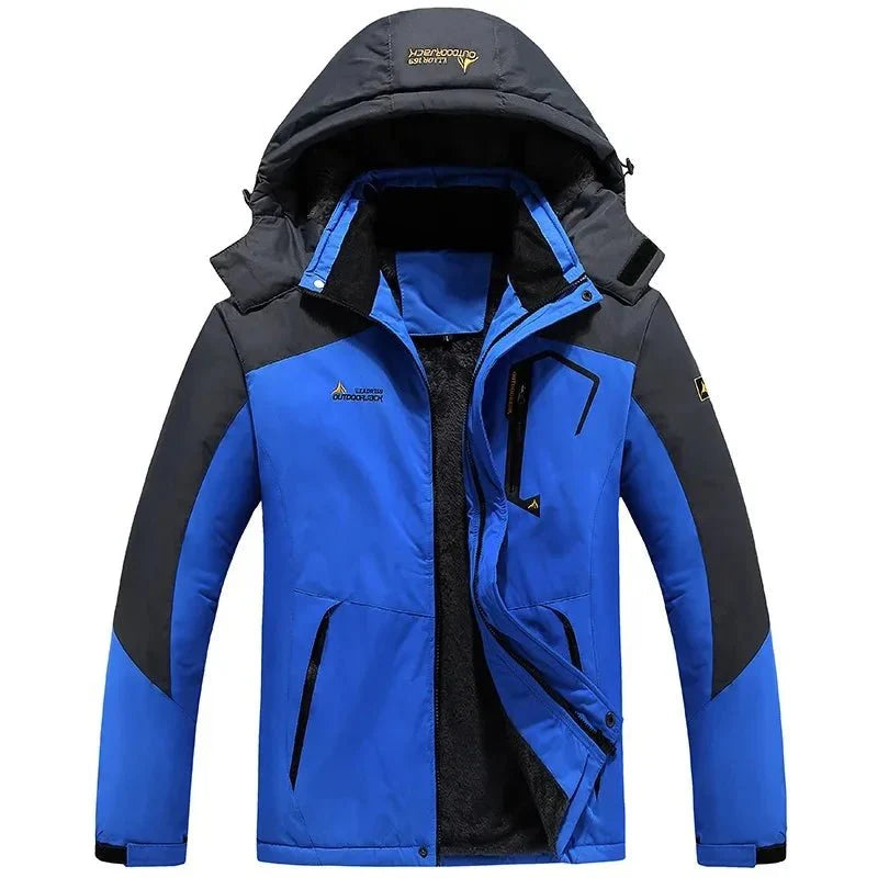 Men’s Windproof Fleece-Lined Hooded Jacket Breathable