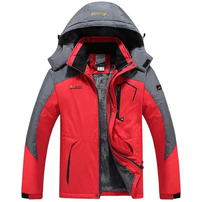 Men’s Windproof Fleece-Lined Hooded Jacket Breathable