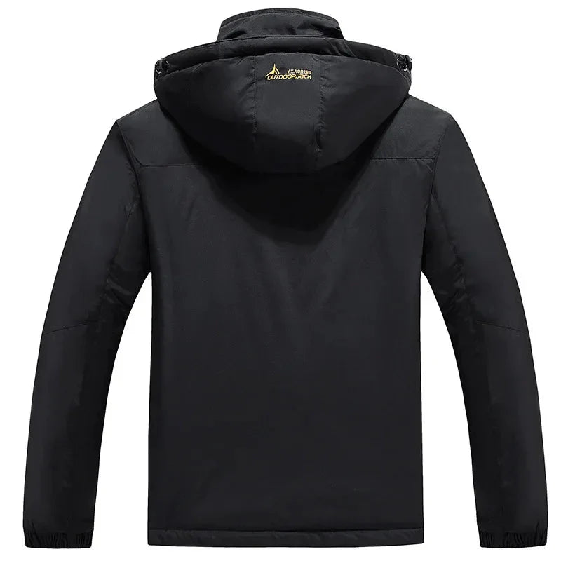 Men’s Windproof Fleece-Lined Hooded Jacket Breathable