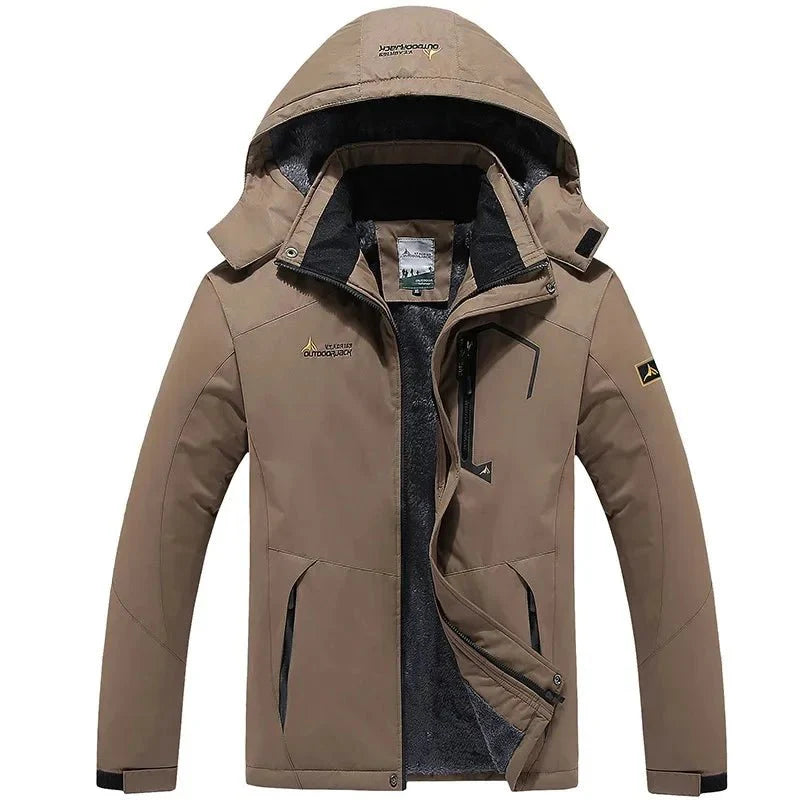 Men’s Windproof Fleece-Lined Hooded Jacket Breathable