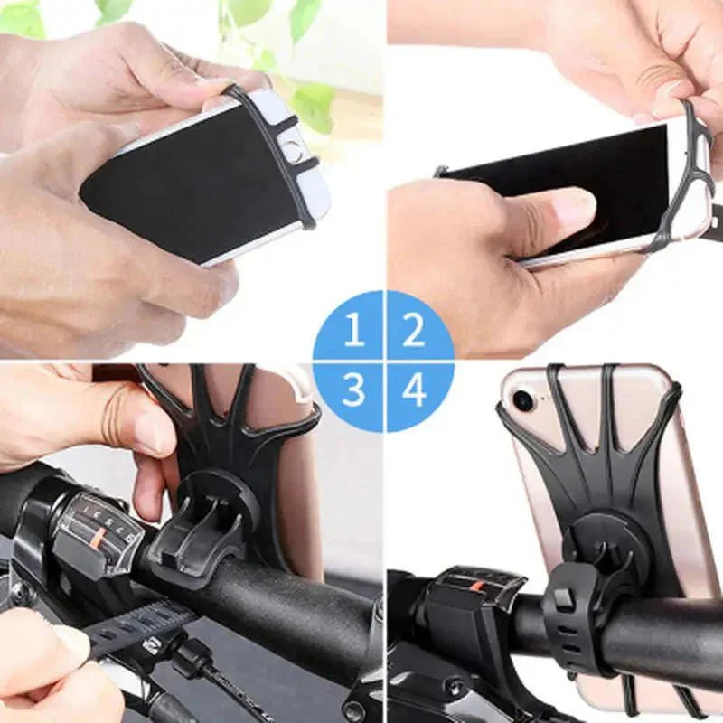 Flexible Silicone Bike Phone Mount – Rotatable & Shock-Resistant