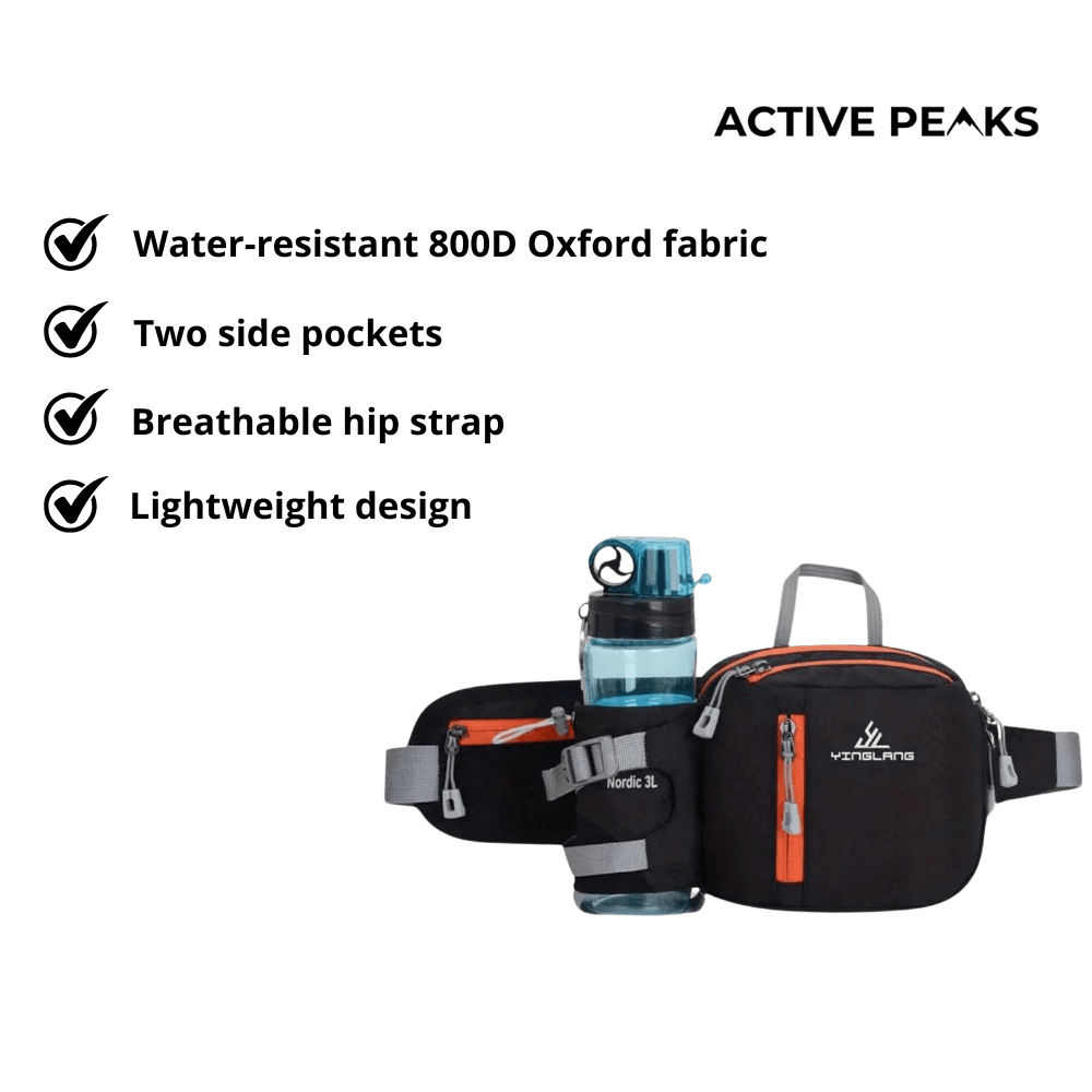 Lightweight Water-Resistant Hiking Waist Pack with Bottle Holder