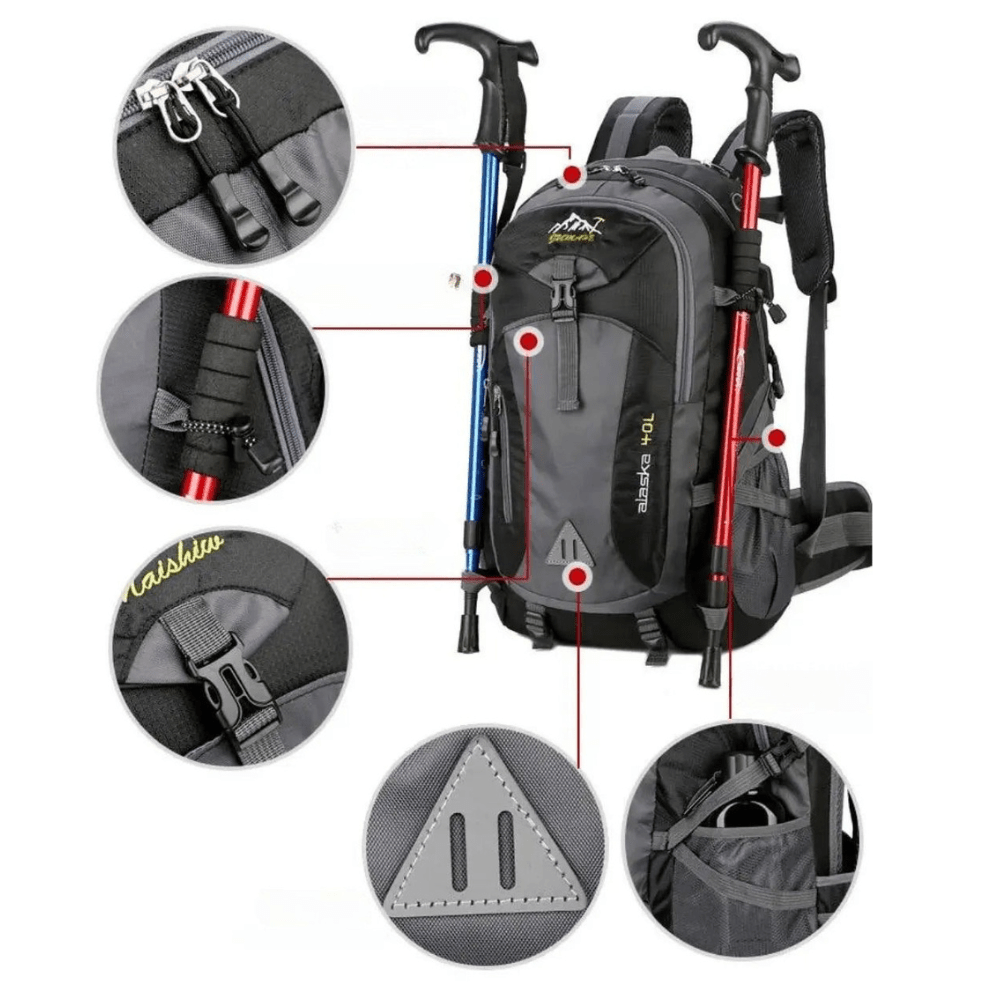 Waterproof 40L Hiking Backpack with Trekking Straps