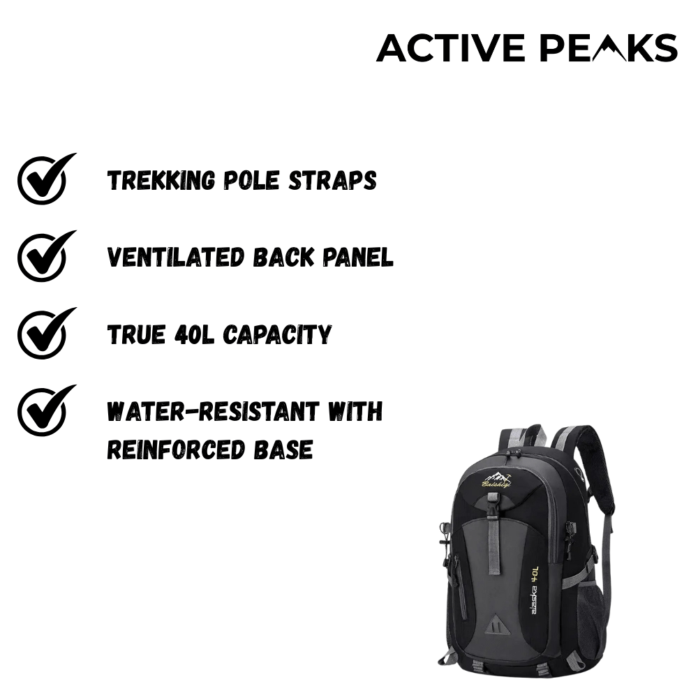 Waterproof 40L Hiking Backpack with Trekking Straps