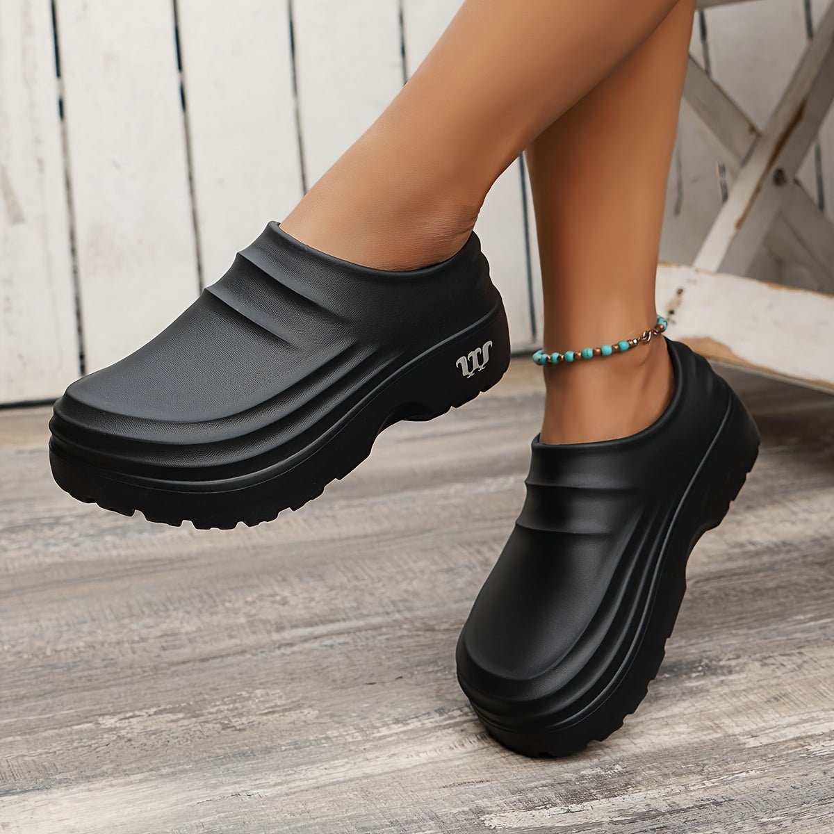 Water-Resistant Slip-On Clogs with Cushioned Sole