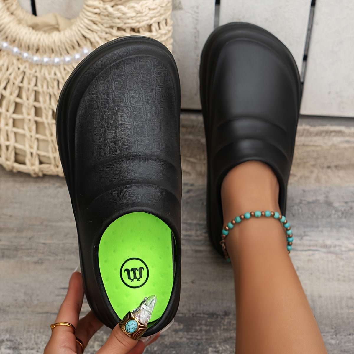 Water-Resistant Slip-On Clogs with Cushioned Sole