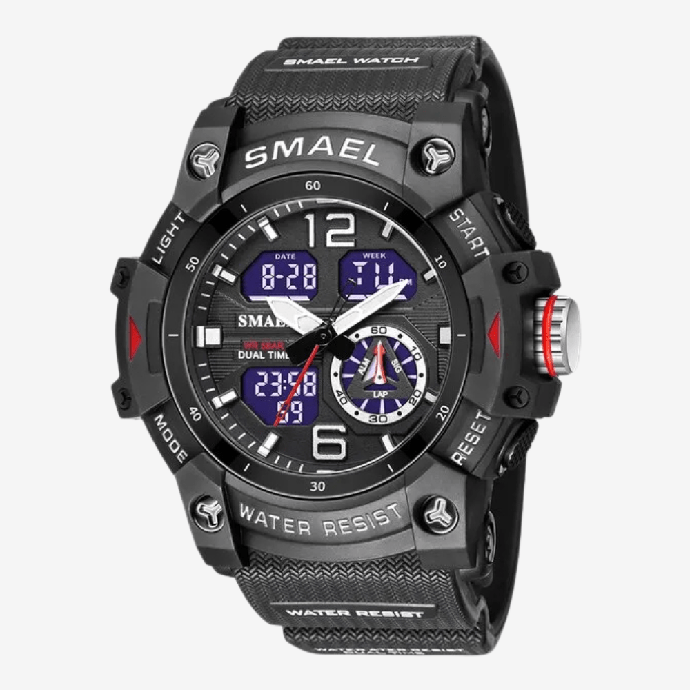 Water-Resistant Digital Hiking Watch with Dual Display