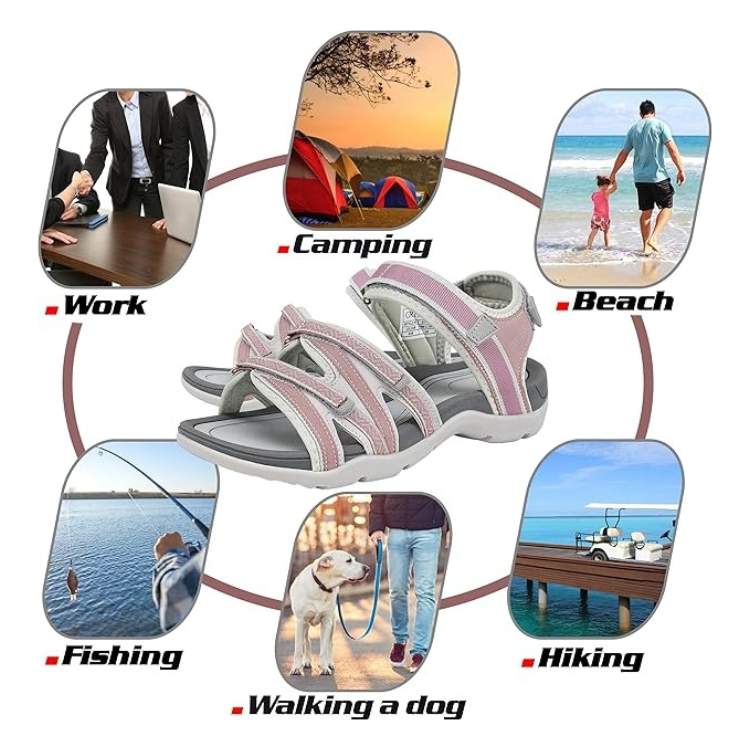 Lightweight Walking Sandals - Adjustable and Breathable for Women