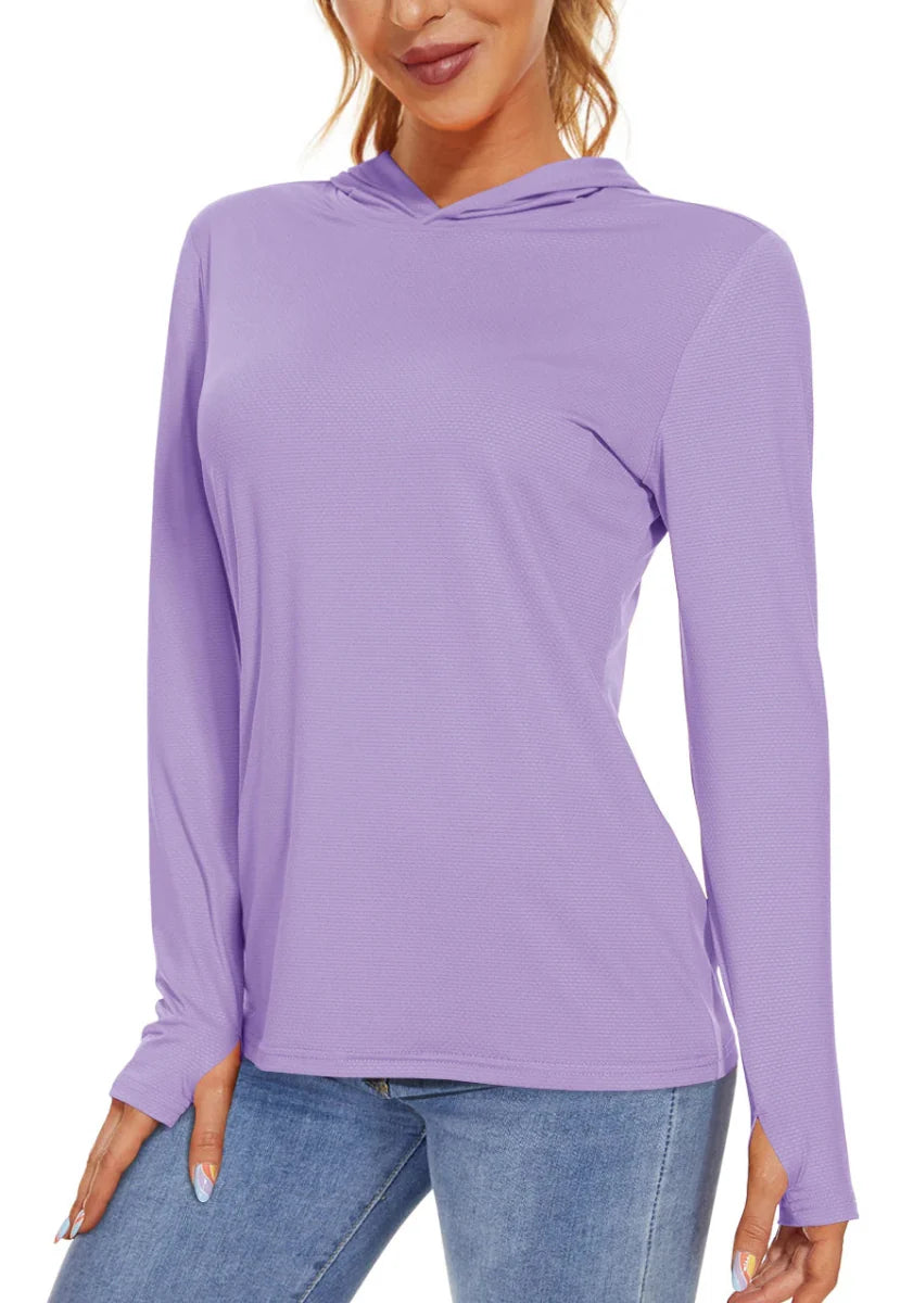 Breathable Long-Sleeve UV Protection Hoodie for Women