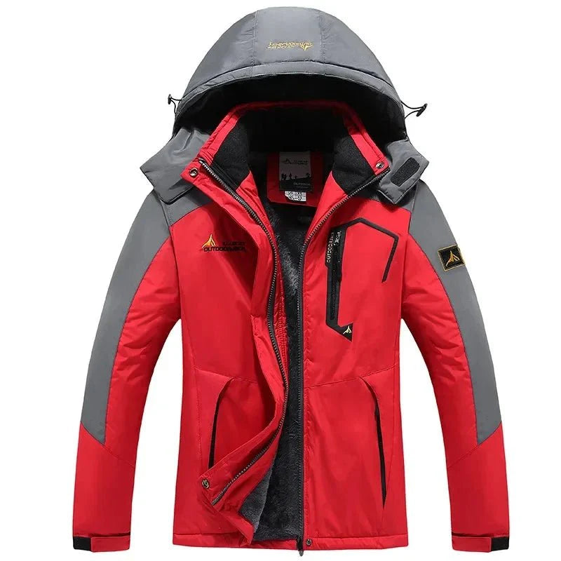 Men’s Windproof Fleece-Lined Hooded Jacket Breathable