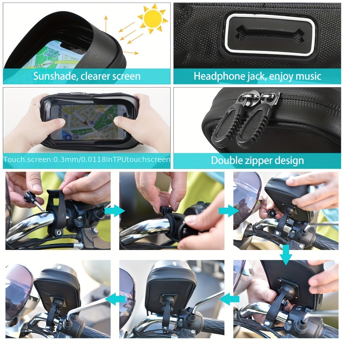 Waterproof Phone Holder – 360° Rotating Bike and Motor Mount