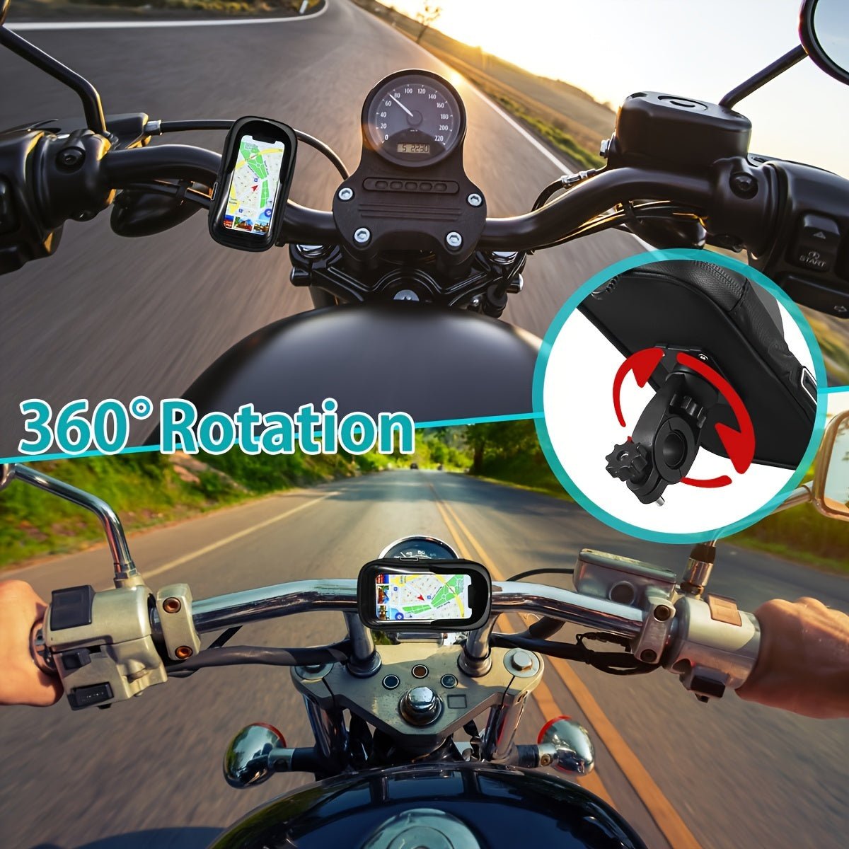 Waterproof Phone Holder – 360° Rotating Bike and Motor Mount
