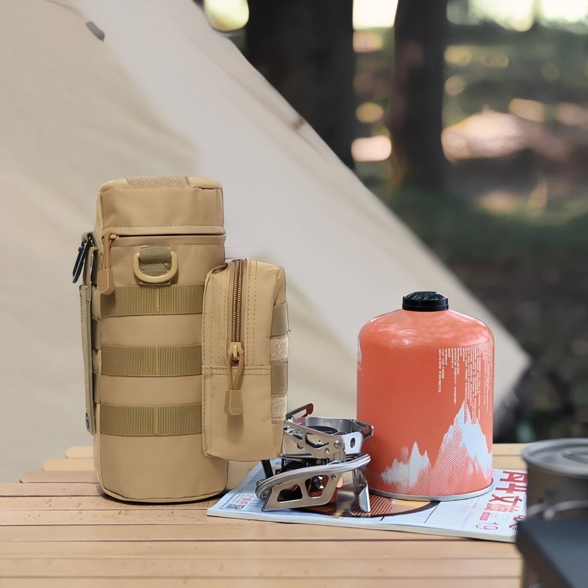 Durable MOLLE Tactical Bottle Holder with Accessory Pocket