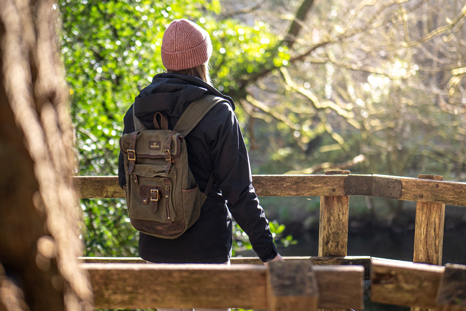Small Waxed Cotton Backpack